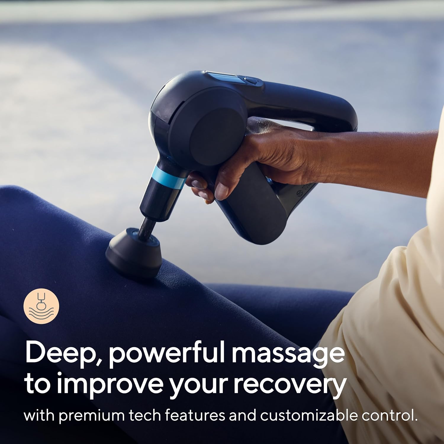 Elite Pistolet de massage à percussion ultra-silencieux pour soulager les douleurs musculaires des tissus profonds, masseur électrique portable avec Bluetooth, chargement USB-C,5e génération 5e Génération - Noir