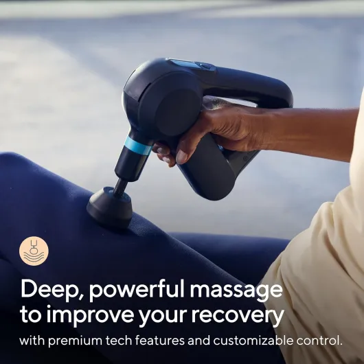 Elite Pistolet de massage à percussion ultra-silencieux pour soulager les douleurs musculaires des tissus profonds, masseur électrique portable avec Bluetooth, chargement USB-C,5e génération 5e Génération - Noir