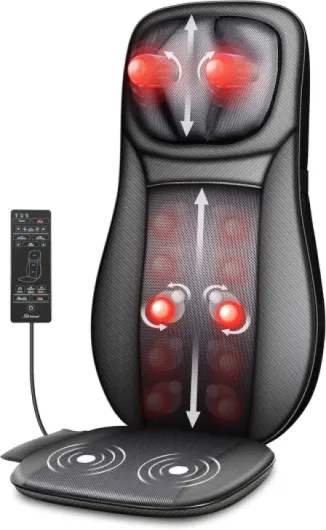 SNAILAX Fauteuil Massant Shiatsu Coussin de Massage Dos avec Chaleur - Siege Massant pour Massage du Cou et du Dos dans Bureau&Domicile Cadeau Anniversaire et Noël pour Maman/Papa/Homme/Femme/Couple Noir