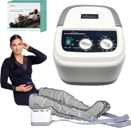 Edicare, Bottes Pressothérapie, Drainage Lymphatique, Appareil de Massage, Jambes Pieds Fatigués, Massage et Relaxation, Facile à Utiliser, Eficacité Professionnelle (Dispositif et boucles de jambe)