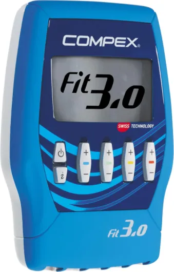 FIT 3.0 - Electrostimulateur Musculaire EMS, TENS, Massage - 4 canaux indépendants, 999 Niveaux d'intensité, 20 programmes - Compatible Application Coach - Capteur MI Sensor - Bleu