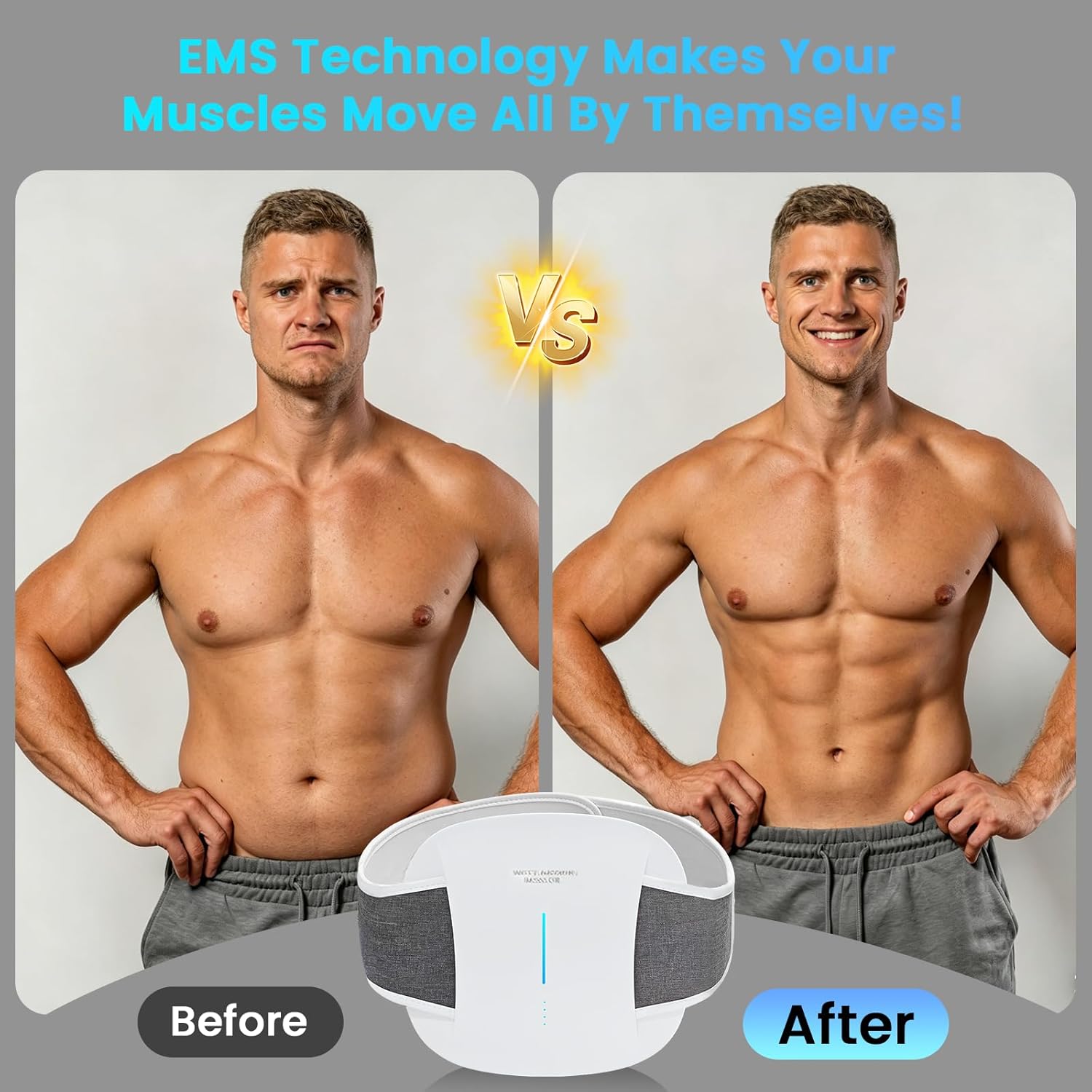 Electrostimulateur Musculaire EMS, 3D Ceinture Electrostimulation Abdominale EMS avec 6 Modes 20 Niveaux D'intensité, Entraînement Abdominal EMS avec Chauffage A 3 Niveaux, avec Télécommande