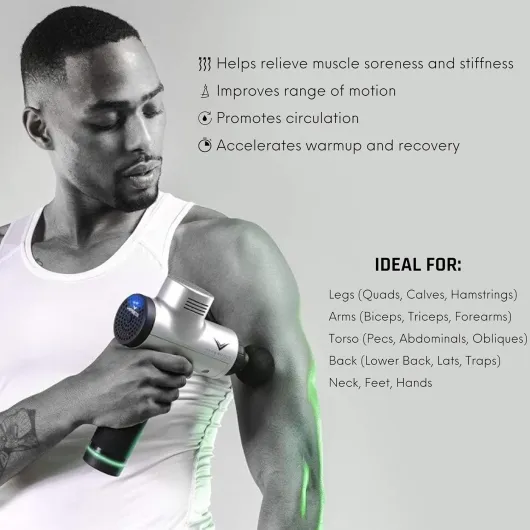 Hypervolt Appareil de massage avec glide calme, pour la percussion des mains, 3 niveaux de vitesse, 5 têtes interchangeables