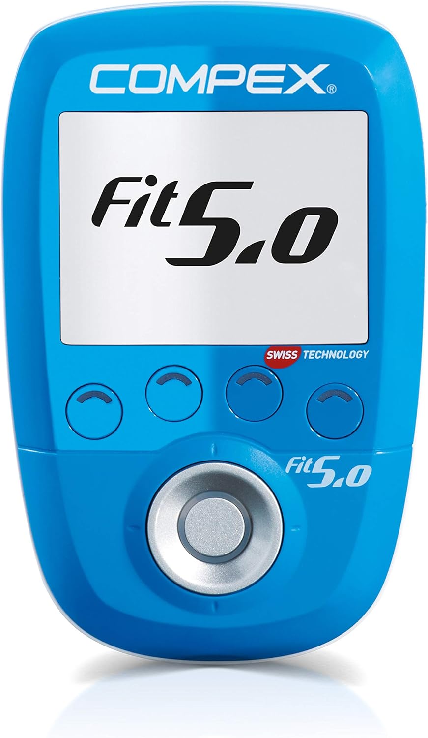 Compex Electrostimulateur Fit 5.0 + Sachet de 4 électrodes Noires 5x5 cm + Sachet de 2 électrodes Noires 5x10 cm - 2 Snaps + Gel conducteur 250 ML