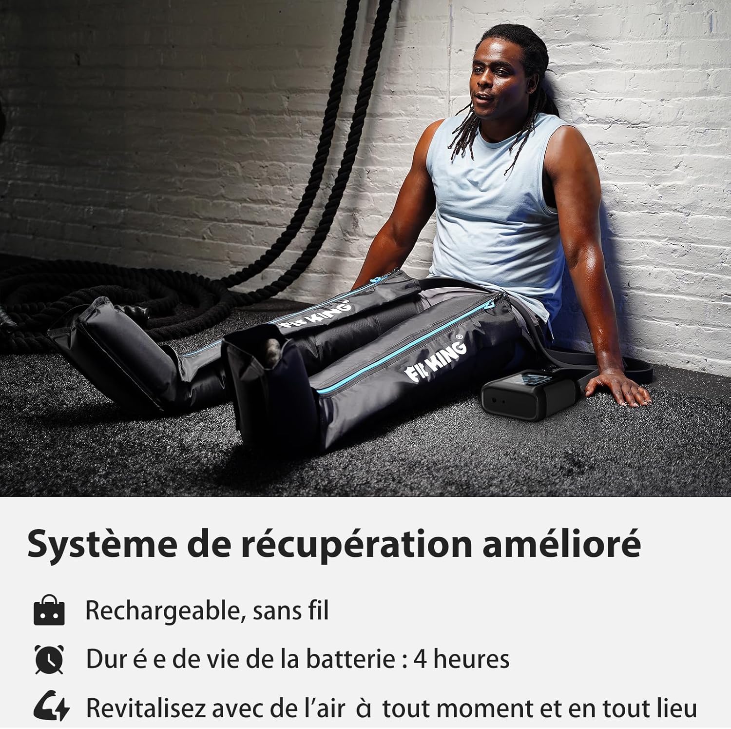 Système de compression professionnel de compression d'air pour les jambes, bottes de récupération portables rechargeables, dispositif de compression pneumatique, récupération rapide et