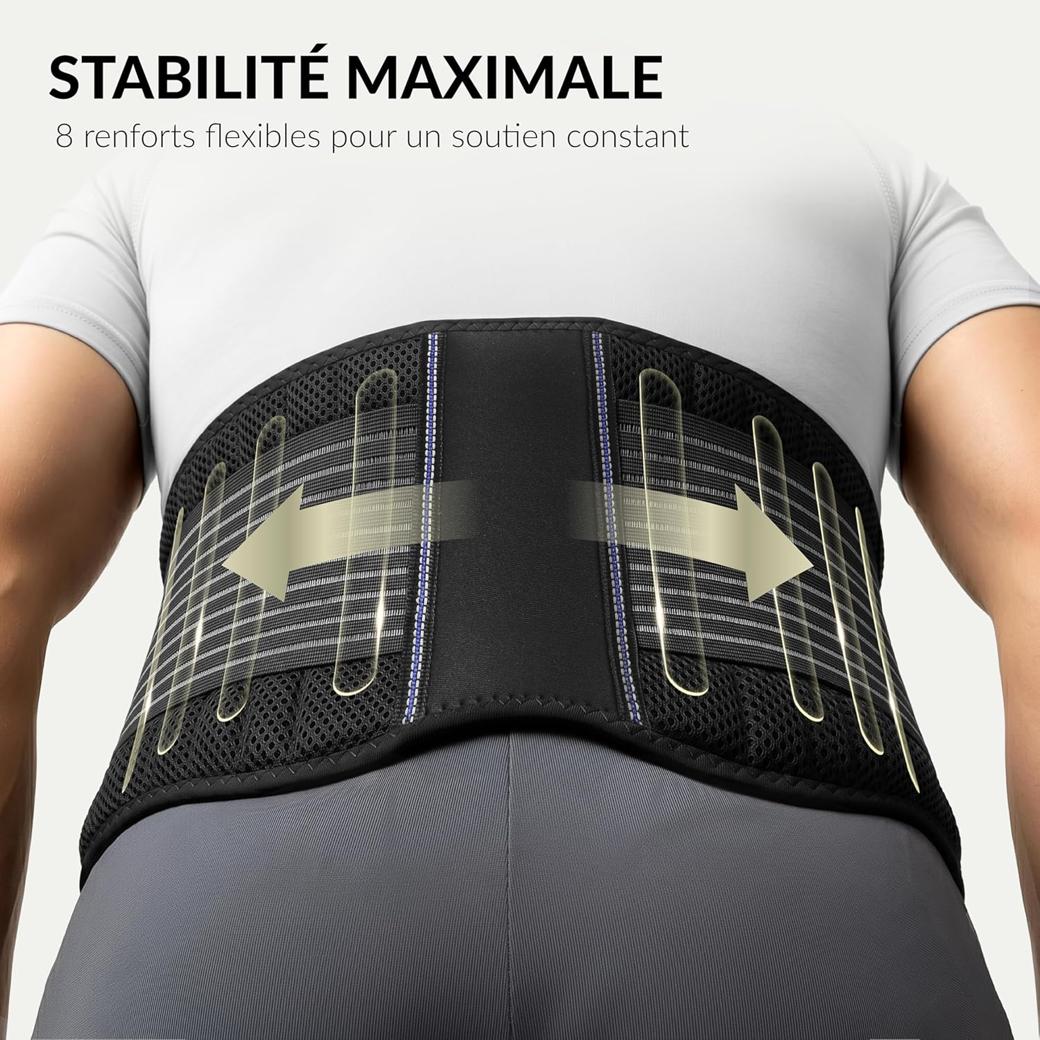 Ceinture Lombaire, Ceinture Dorsale Pour Hommes et Femmes - Orthèse Dorsale Légère et Respirante Pour le Soutien du dos et le Soulagement de la Douleur (XXL 110-130 cm)