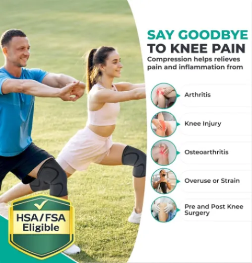 MODVEL Genouillère sport pour Homme et Femme – 2 Pièces Genouillere Ligamentaire Genou, Maintien De Compression Genoux, Genouillères Médicales Pour Arthrose, Course, Soulagement Douleur Genou M Noir