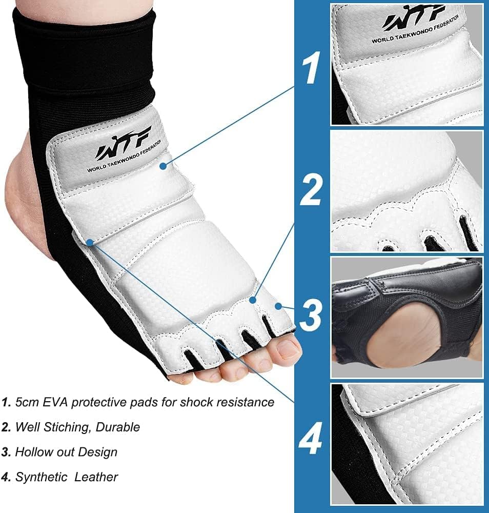 Protège-Pieds Taekwondo Protecteurs de Pieds Support de Chevillere Sparring Équipement pour Entraînement Boxe MMA Karaté Arts Martiaux Muay Thai Kung Fu XL