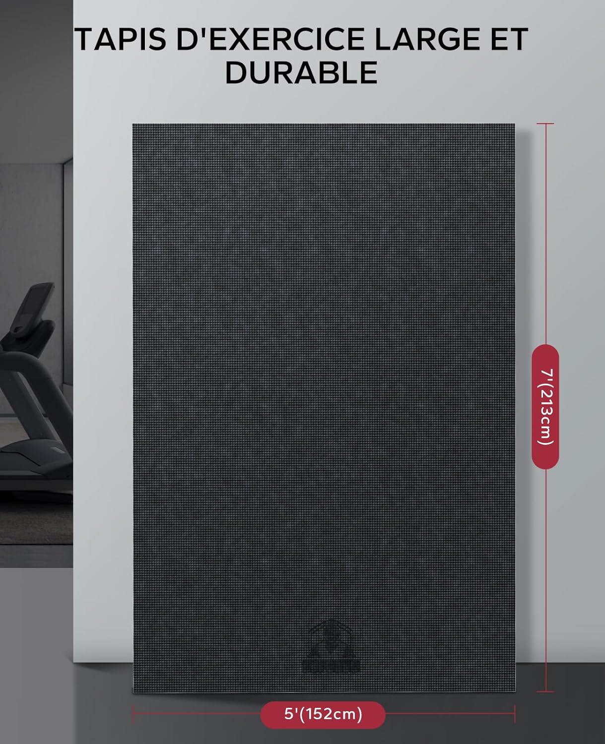 Tapis d'Exercice Extra Large, Antidérapant, Ultra Durable, Tapis de Gym épais pour Pilates, Aérobic, Tapis de yoga, Tapis de Gym Haute Densité 213x152x0.8cm-Noir 1