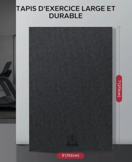 Tapis d'Exercice Extra Large, Antidérapant, Ultra Durable, Tapis de Gym épais pour Pilates, Aérobic, Tapis de yoga, Tapis de Gym Haute Densité 213x152x0.8cm-Noir 1