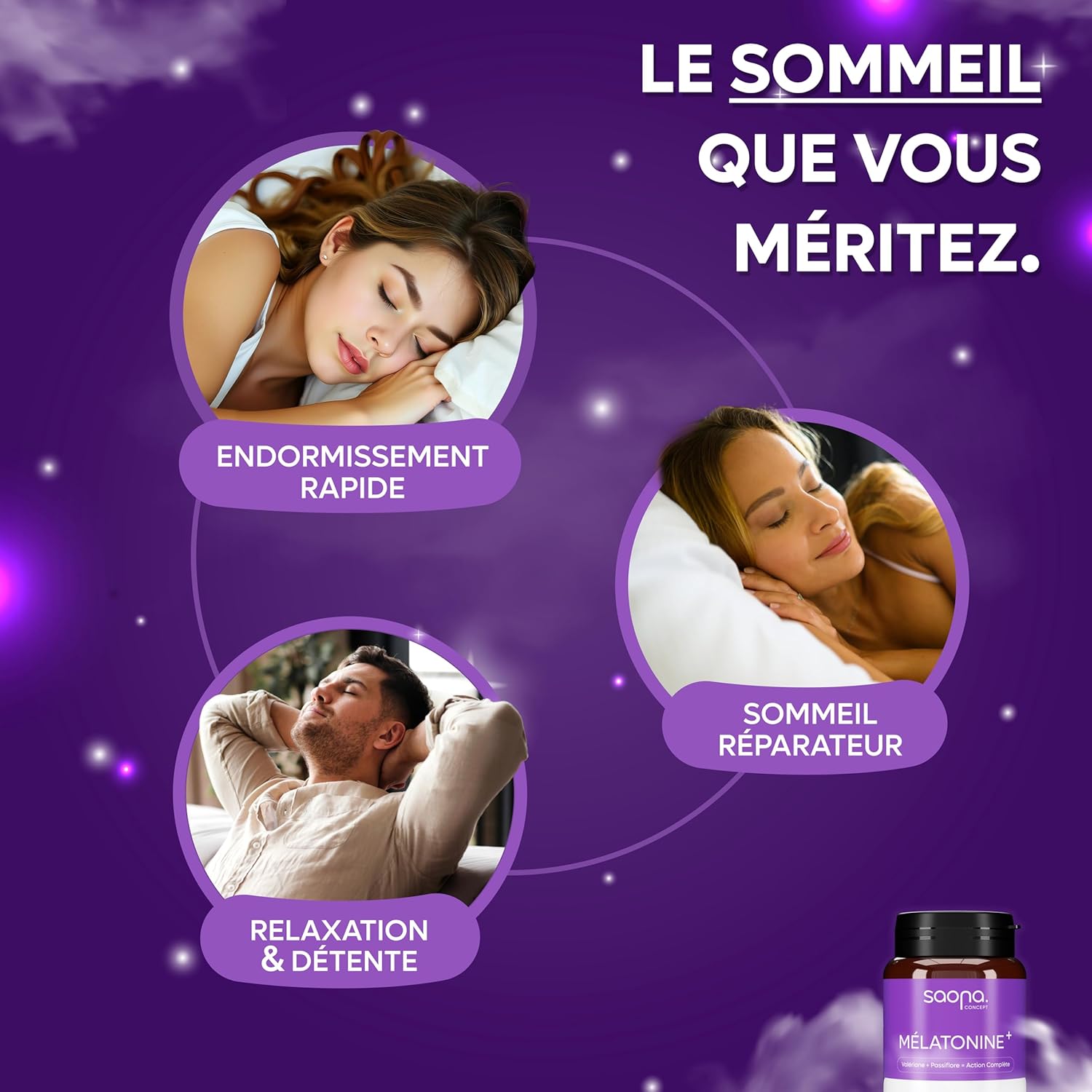 Complément Alimentaire Sommeil - Mélatonine 1,9 mg + Valériane & Passiflore - Endormissement Rapide - Sommeil réparateur - 150 nuits (gélules) - Fabriqué en France