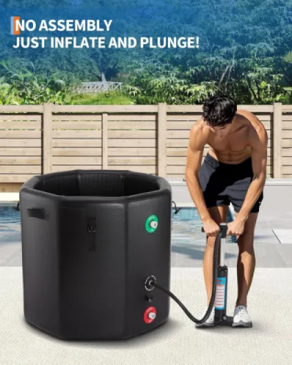 Garvee baquet à glace gonflable pour sportifs – Récupération musculaire rapide – Couvercle isolant, compatible refroidisseur d'eau, usage intérieur/extensionérieur – Bain froid portable