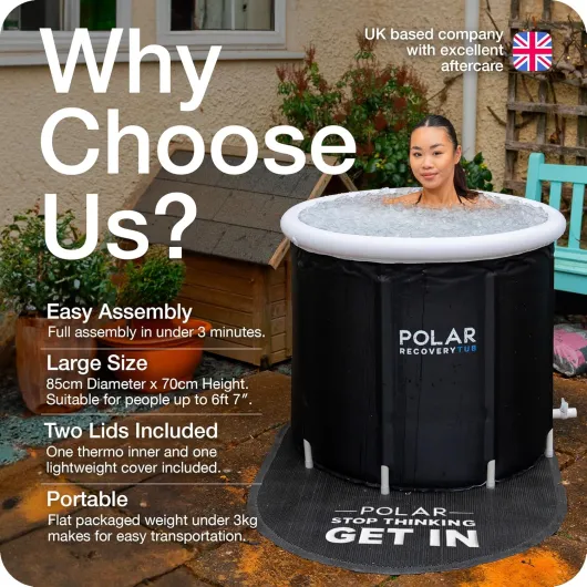 Baignoire de récupération Polar/Bain de Glace Portable 370 L pour l'entraînement thérapeutique à l'eau Froide/Une Baignoire de Glace pour Les athlètes, Spa Adulte pour Les Bains de Glace et Le trempa Paquet Noir
