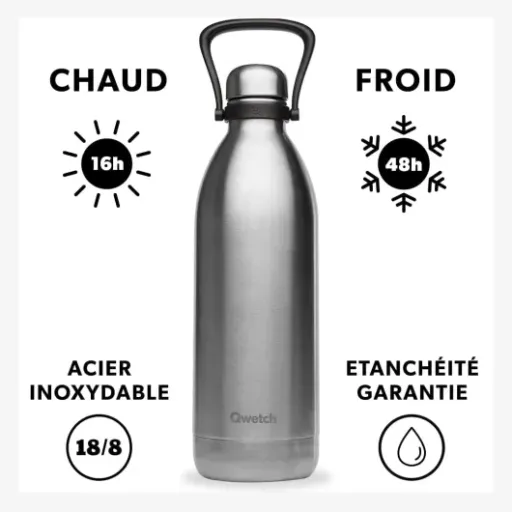 Test Qwetch Grande Bouteille Isotherme 2L : la grosse gourde inox qui tient vraiment le froid
