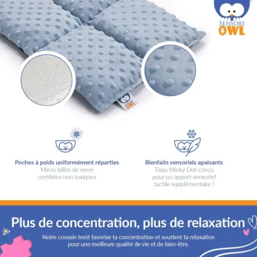 Test coussin lesté Sensory Owl 4 kg : un poids bienvenu pour se poser et se concentrer