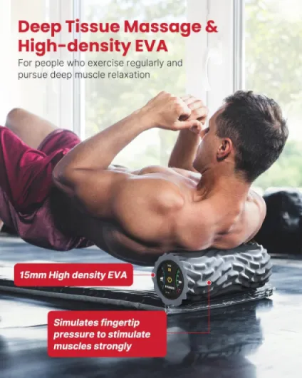 FITINDEX Rouleau en mousse vibrant à 5 vitesses, rouleau électrique en mousse nouvelle génération pour la récupération musculaire, déclencheur de tissus profonds pour soulager la douleur après Gris