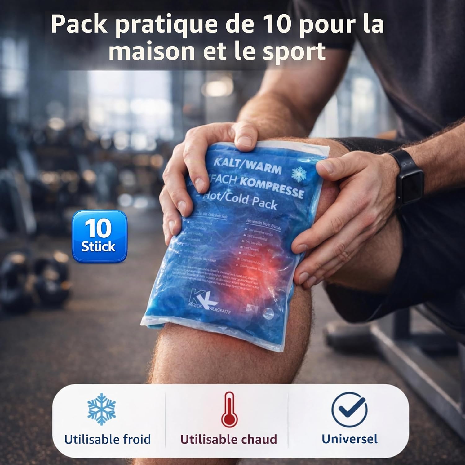 KK - Lot de 10 compresses - Chaud/froid - 9 x 16 cm, paquet de 1