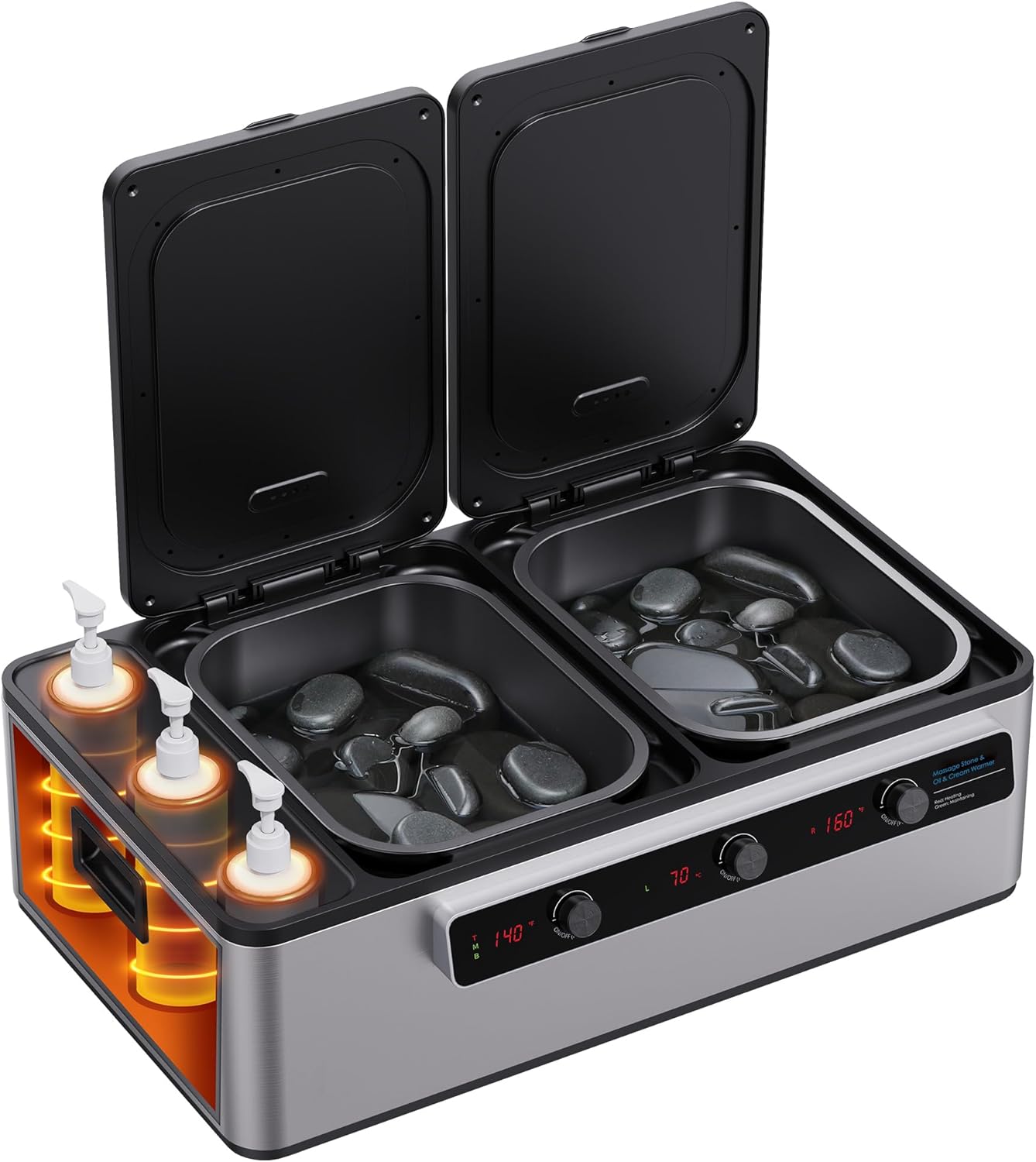 Appareil chauffant Hot Stone - Kit massage multifonction professionnel pour pierres de massage, serviettes et huile - Appareil de chauffage 2 en 1 - Écran numérique Premium 9 litri