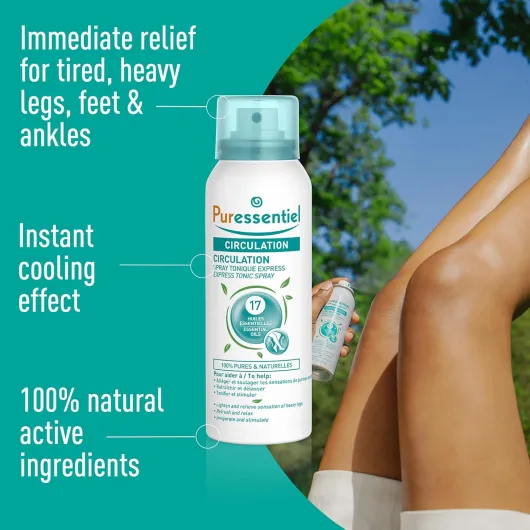 Circulation Spray with 17 Essential Oils, 100 ml - Cooling spray for Heavy legs relief in just 15 minutes - Ideal for swollen ankles, swollen feet - Suitable from 7 years- (Lot de 2) 100 ml (Lot de 2)