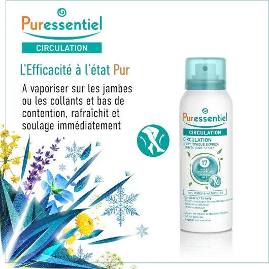 Circulation Spray with 17 Essential Oils, 100 ml - Cooling spray for Heavy legs relief in just 15 minutes - Ideal for swollen ankles, swollen feet - Suitable from 7 years- 100 ml (Lot de 1)