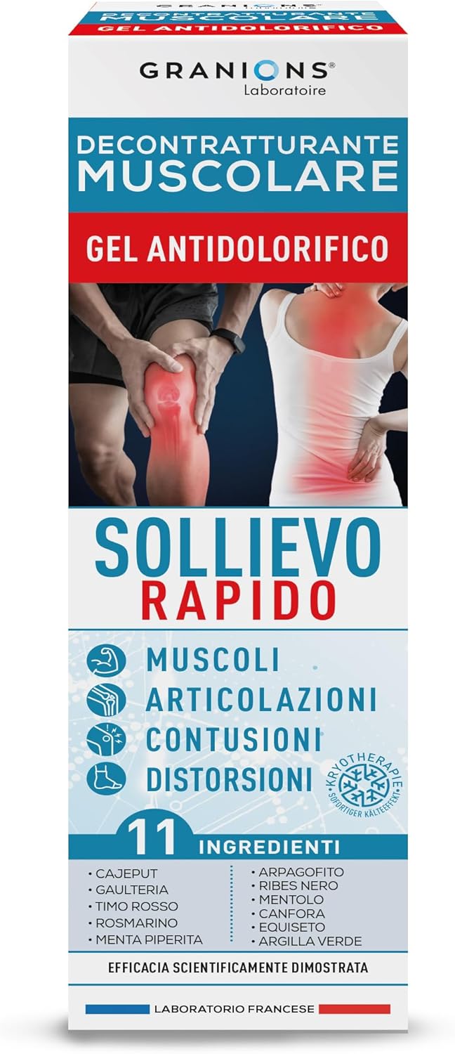 Décontractant Musculaire Gel Anti-Douleur GRANIONS - Soulage rapidement douleurs articulaires, musculaires et post-traumatiques - Effet Cryothérapie, Efficacité scientifiquement démontrée - 100 ml 100 ml (Lot de 2)