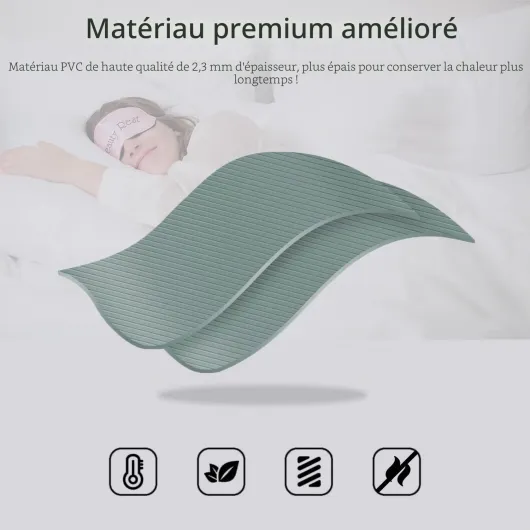 Bouillotte rayée classique, 2 L, crampes menstruelles, douleurs cou-épaules, chauffe-mains-pieds Bleu