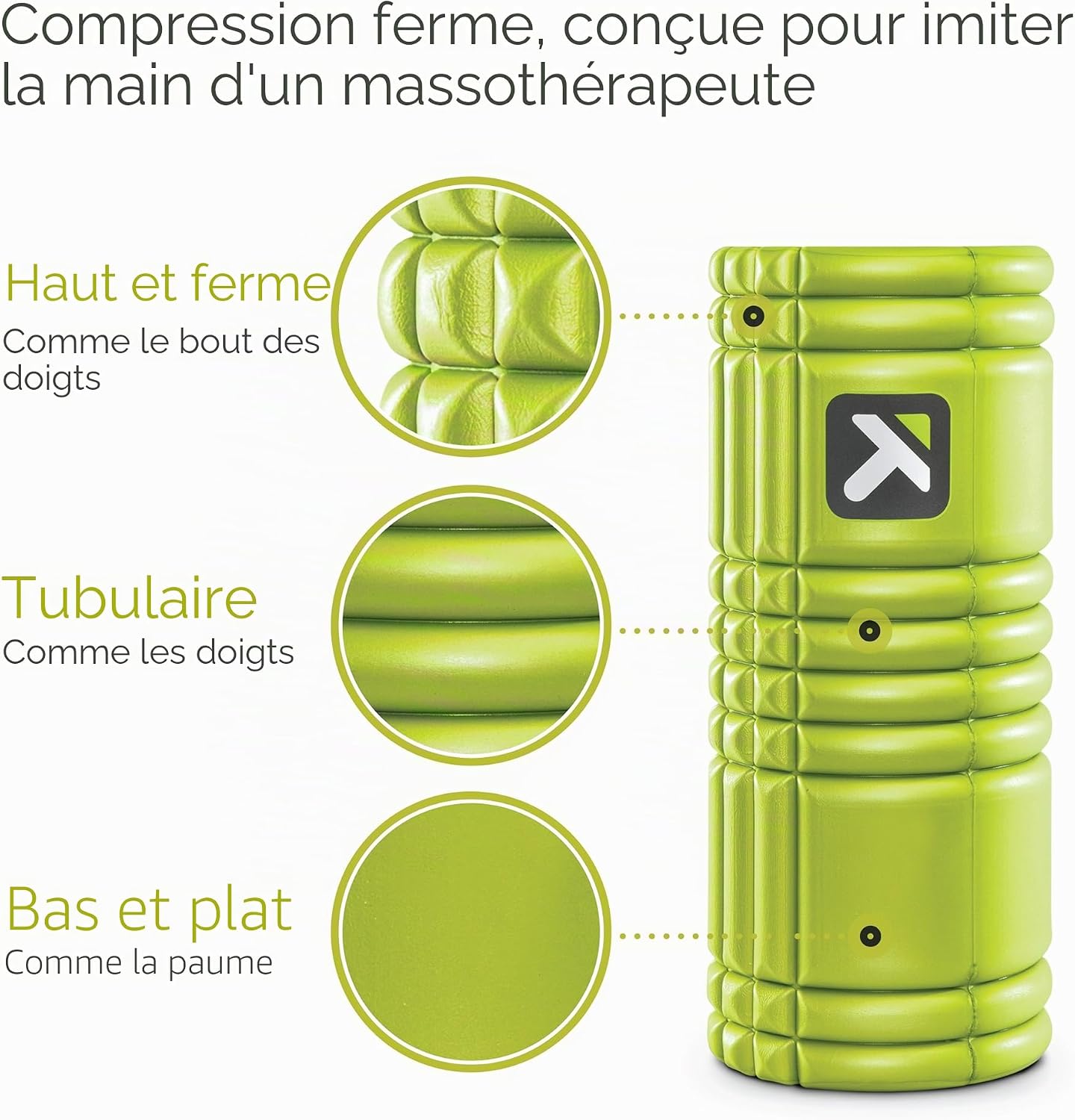 Grid, Rouleau en Mousse avec Instrusctions Vidéos en Ligne, Massage Pronfond des Tissus Musculaires, 13''/33cm Vert Unique